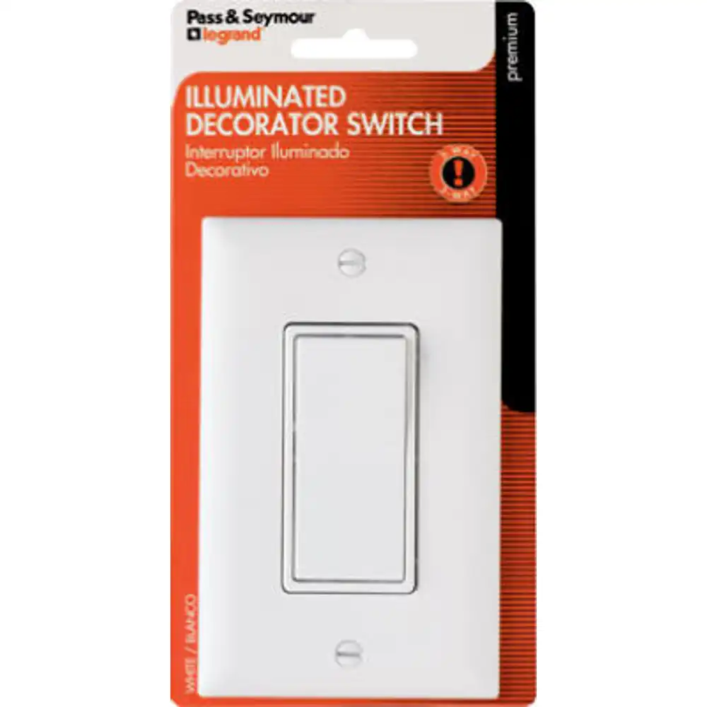 pass & seymour 3-way premium decorator lighted quiet switch, white