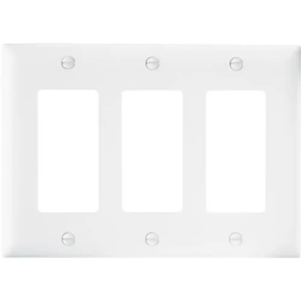 pass & seymour 3 decorator opening nylon wall plate, 3-gang, white