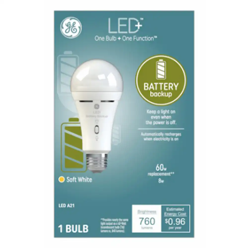 led+ battery back up bulb, a21, 760 lumens, 8 watt