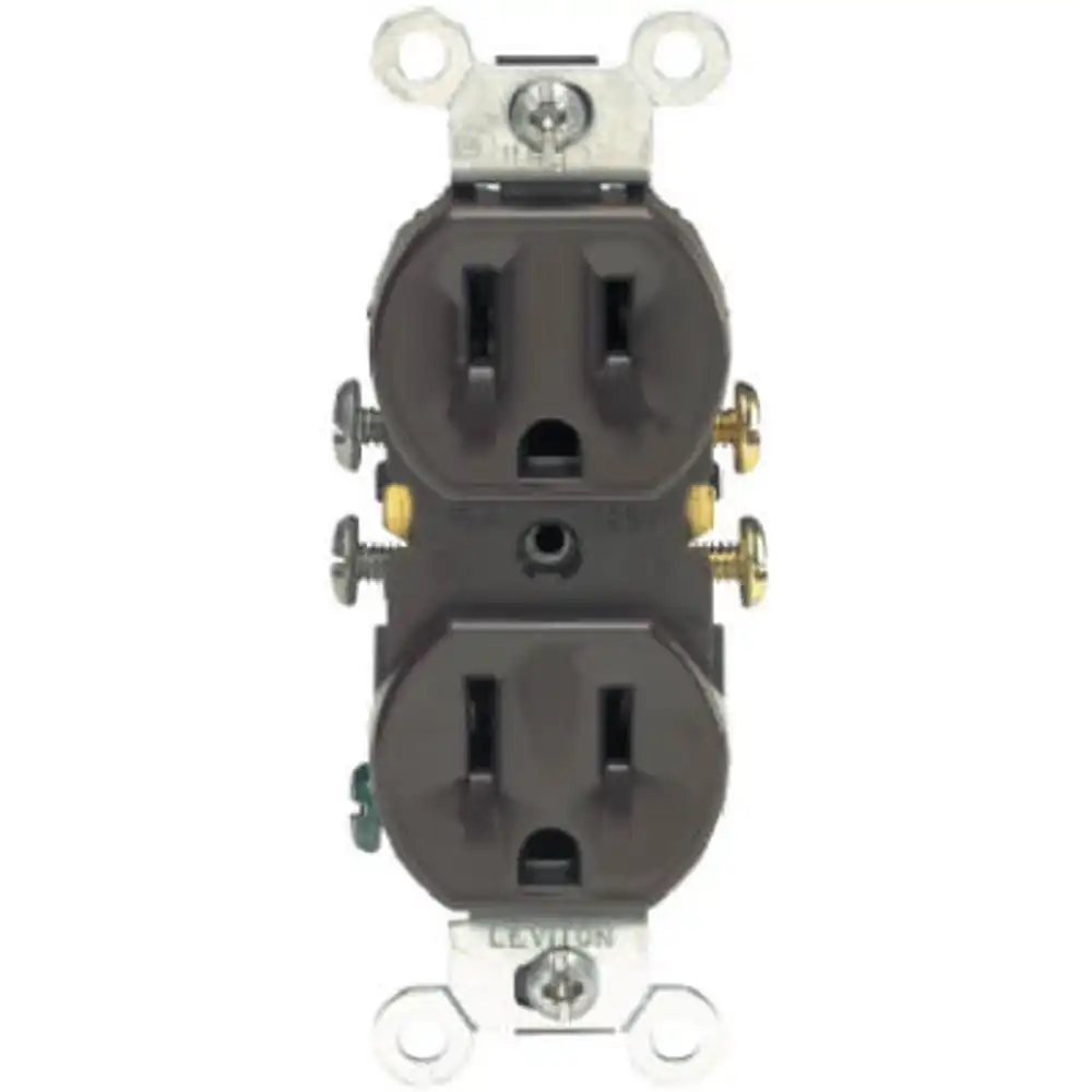 grounding duplex receptacle, residential grade, brown, 15-amp, 125-volt