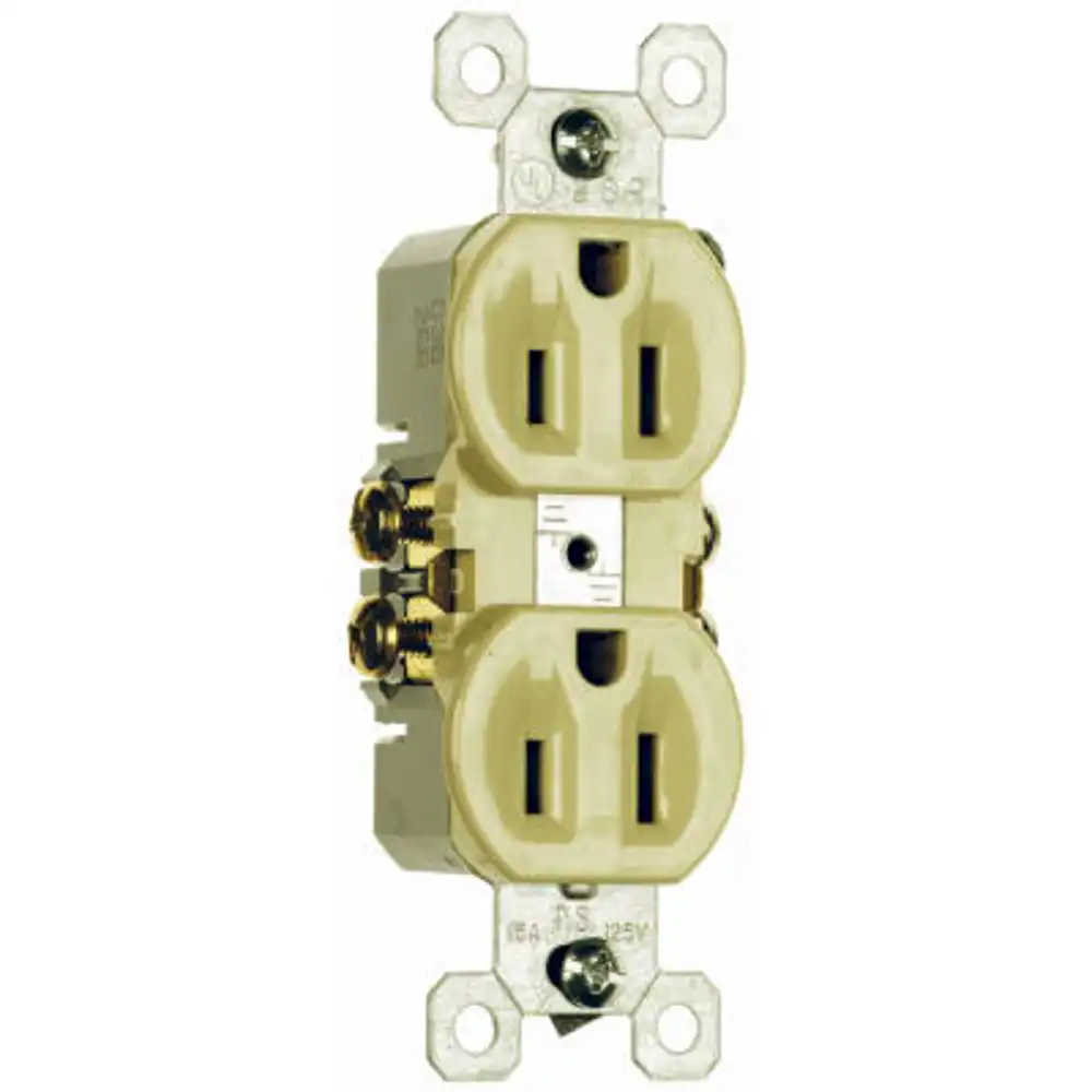 pass & seymour standard duplex outlet, 15-amp, 125-volt, ivory