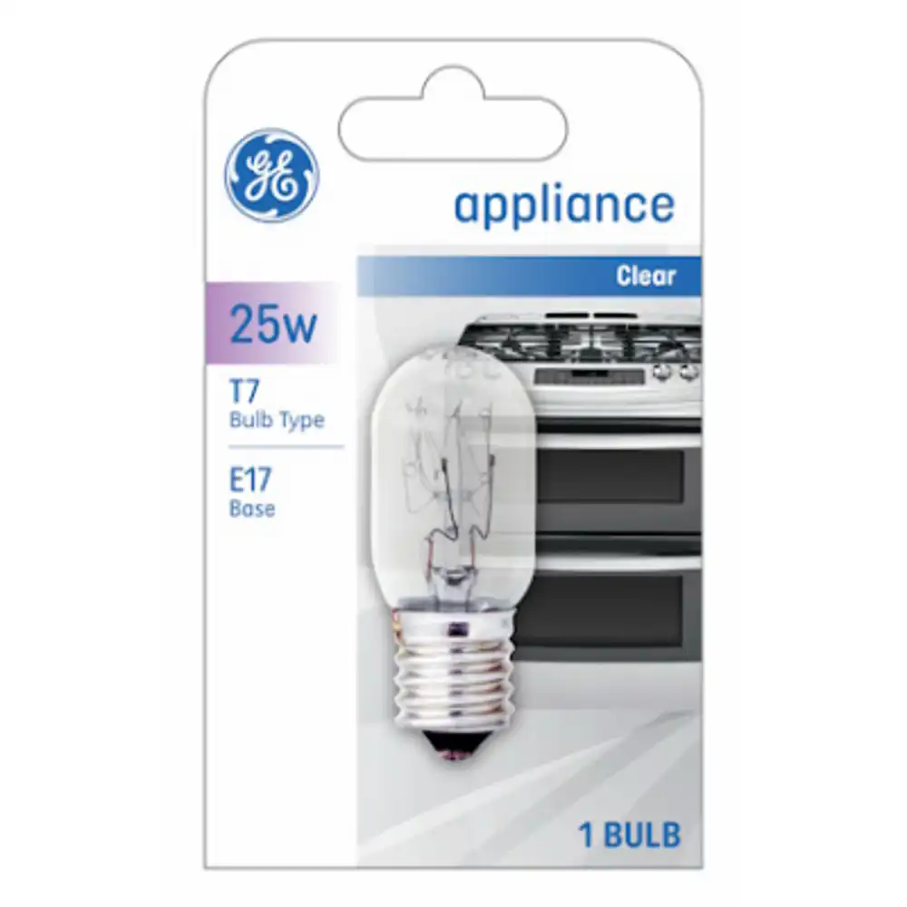 appliance light bulb, clear, t7 shape, e17 base, 25 watt