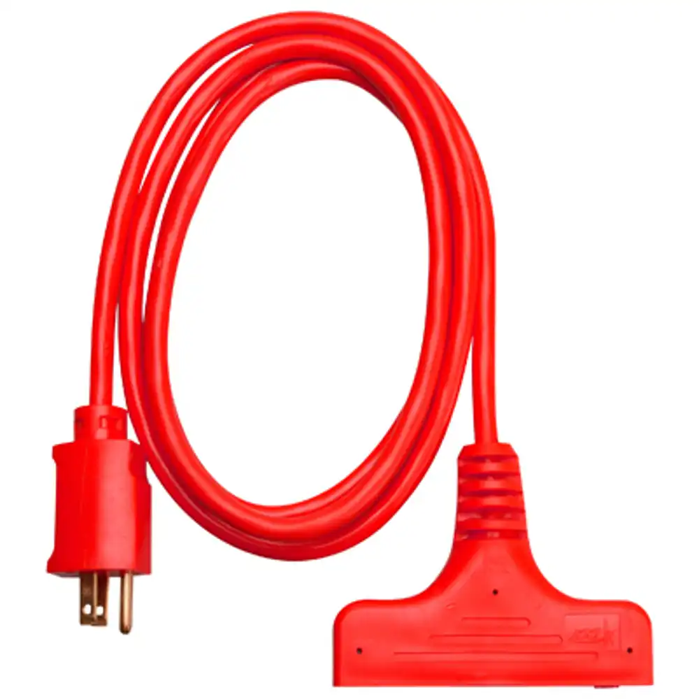 6-ft. 14/3 sjtw red 3-outlet extension cord