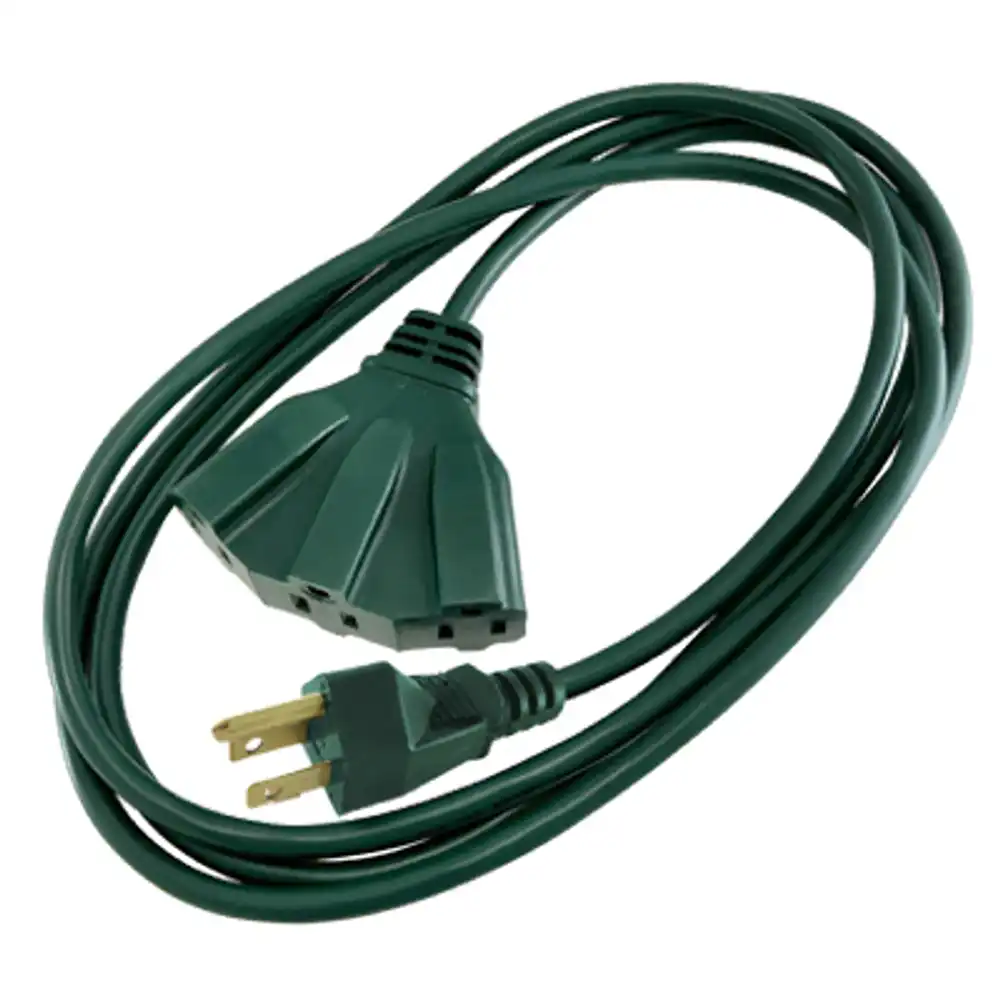outdoor extension cord, 16/3 sjtw, green, triple tap, 8-ft.