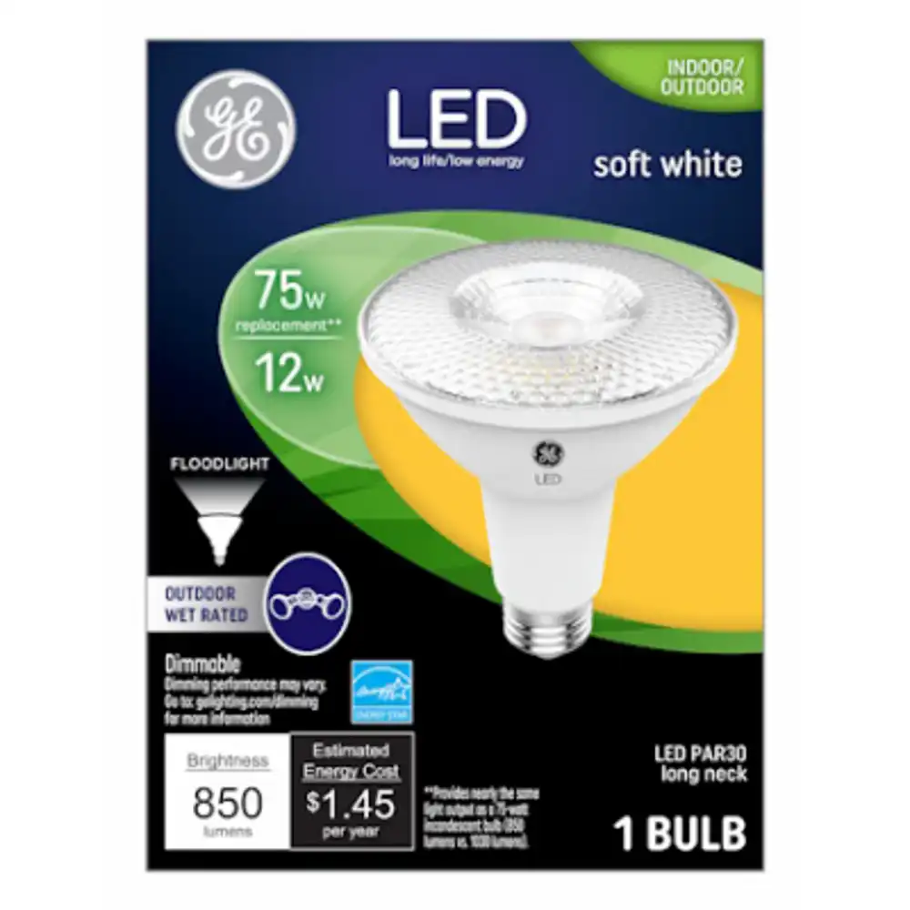led flood/security bulb, par30, soft white, long neck, 1000 lumens, 12 watt