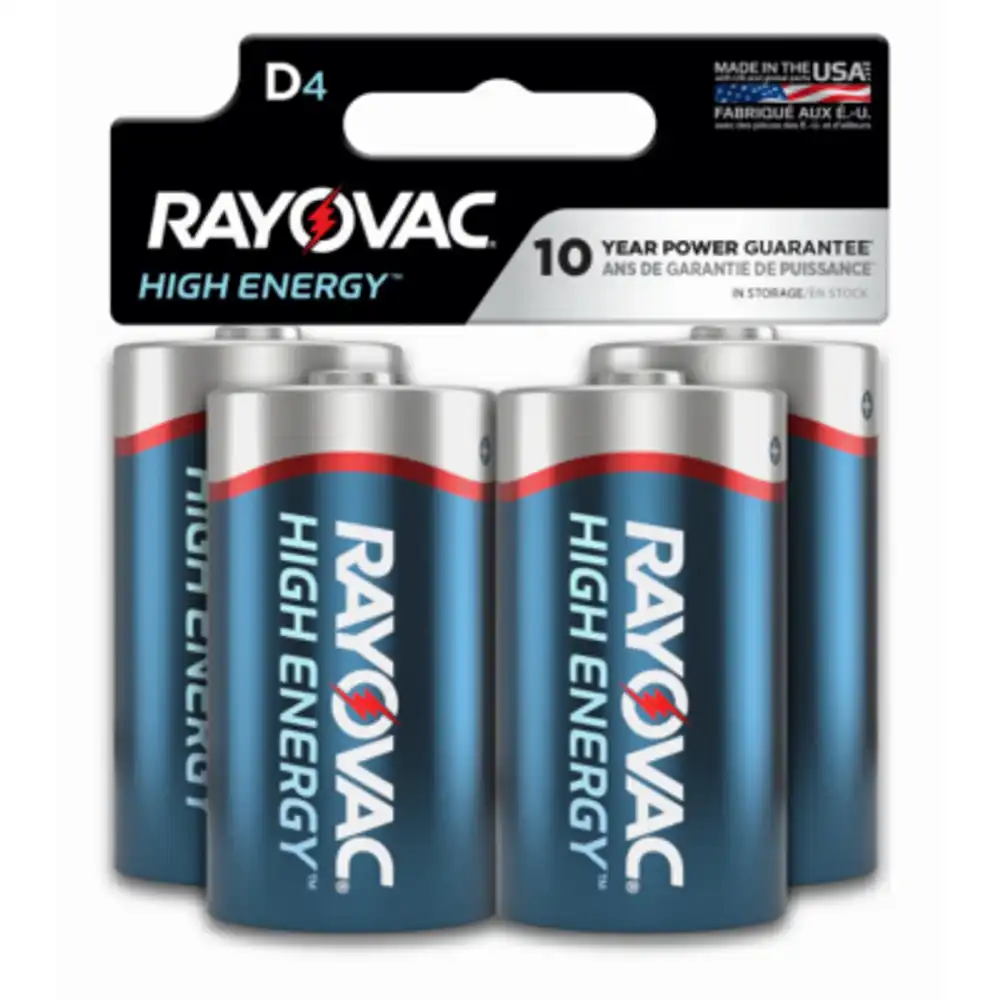 high energy alkaline d cell batteries, 4 pack