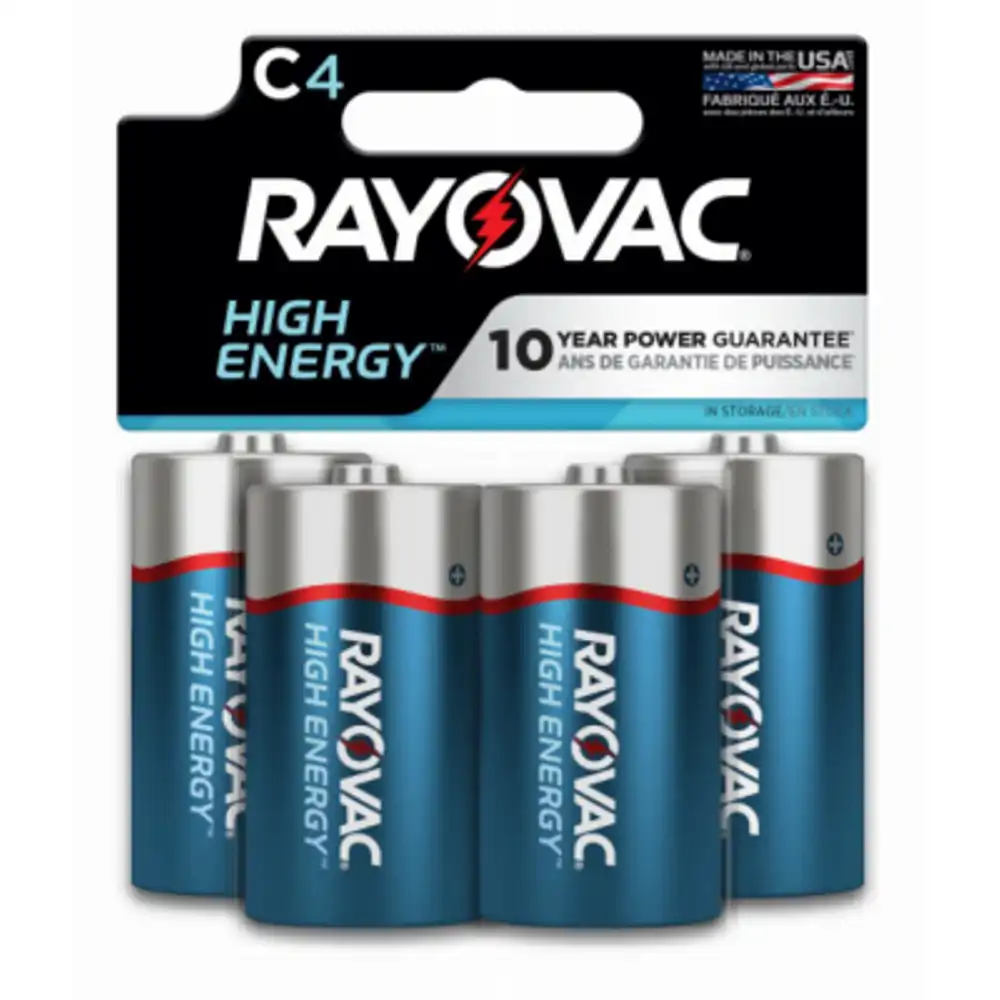 high energy alkaline c cell batteries, 4 pack