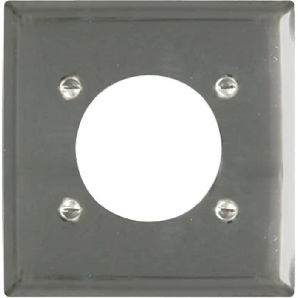 pass & seymour 2-gang appliance outlet wall plate, round opening, chrome metal