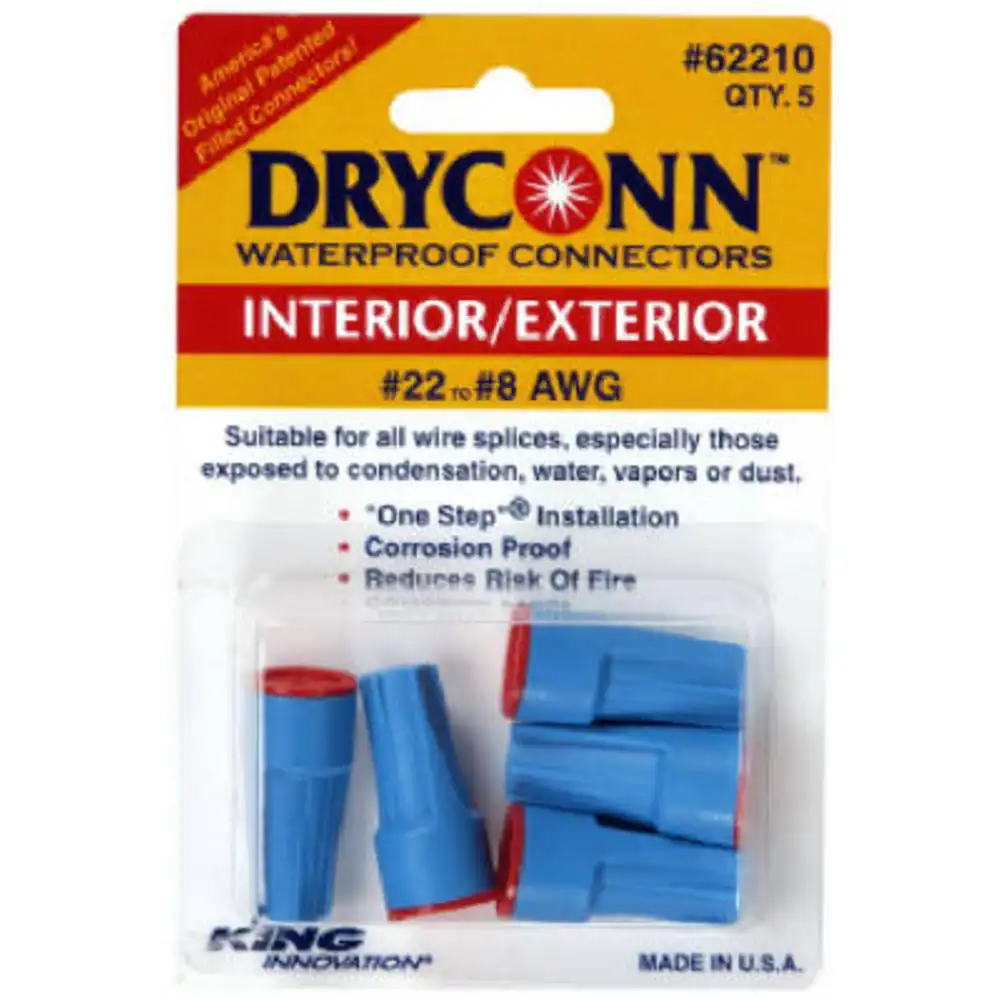 wire connector, waterproof, safety sealed, 600-1000v, aqua blue/red, 5-pk.