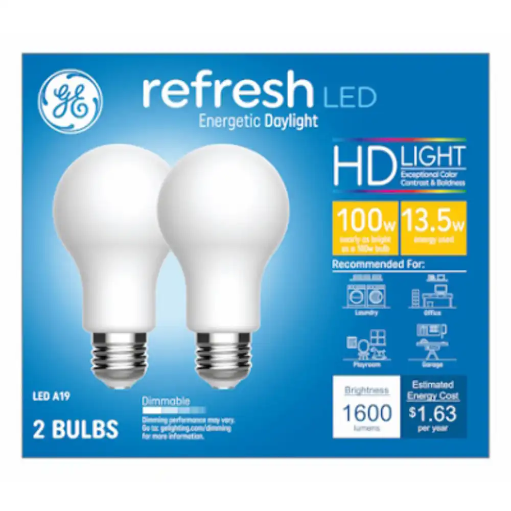 refresh hd led light bulbs, daylight, 1600 lumens, 13 watt, 2-pk.