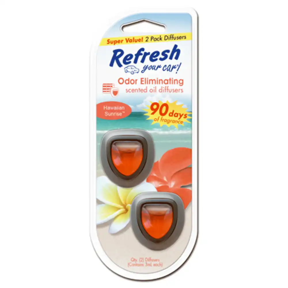 car air freshener diffusers, hawaiian sunrise scent, 2 pack