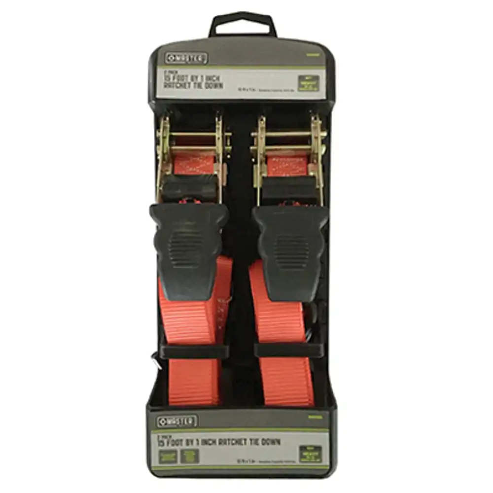 ratchet tie-down, 15 ft. x 1 in. 2-pk.