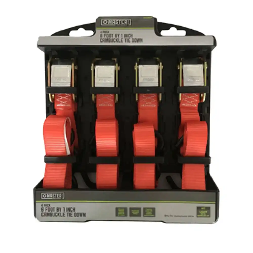 cam buckle tie-downs, 6 ft. x 1 in., 4-pk.