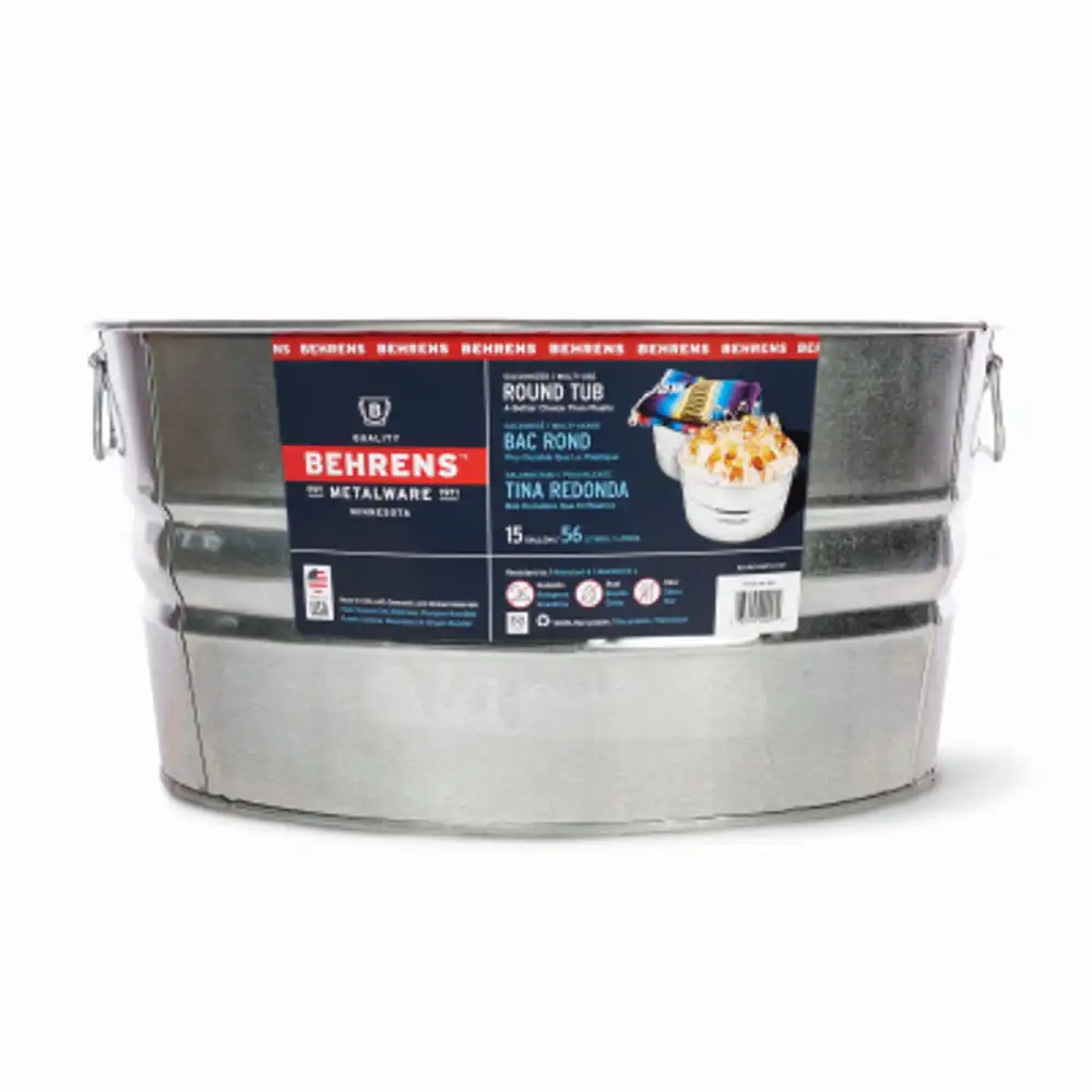 wash tub, galvanized sheet steel, round, 13-1/4 gallons