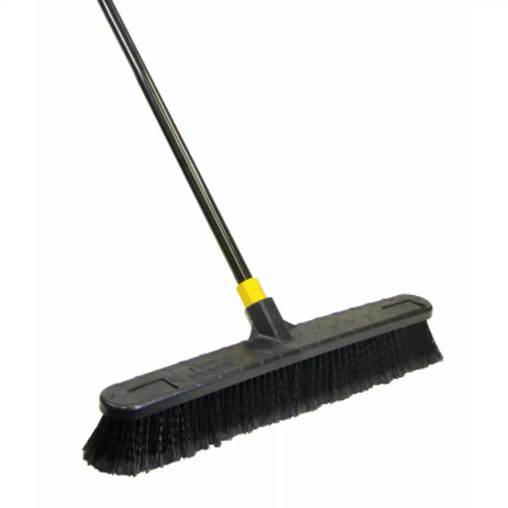 bulldozer push broom, soft sweep, polypropylene fibers, black handle, 24 in.