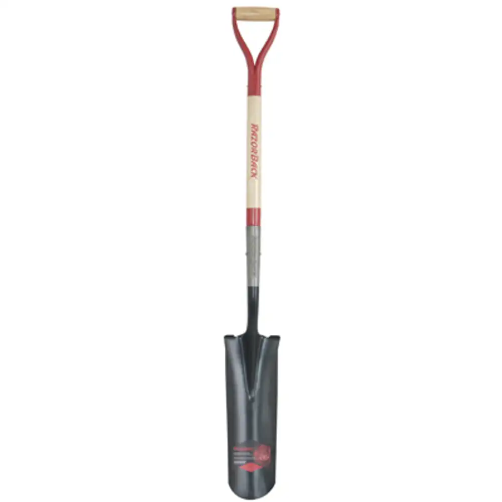 drain spade, open back, wood handle, 16 in.