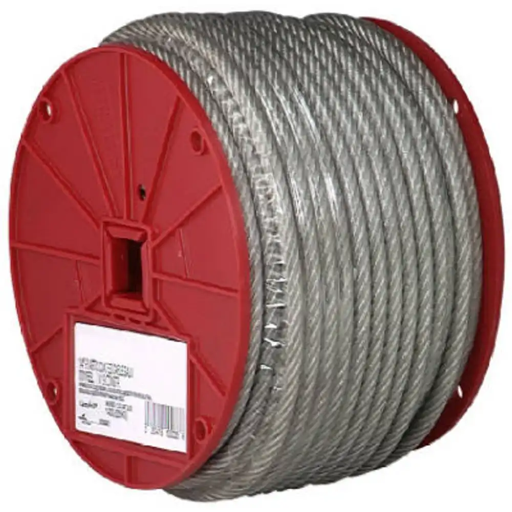 clear vinyl galvanized cable, 7x19, 3/16 in.-1/4 in. x 250 ft.