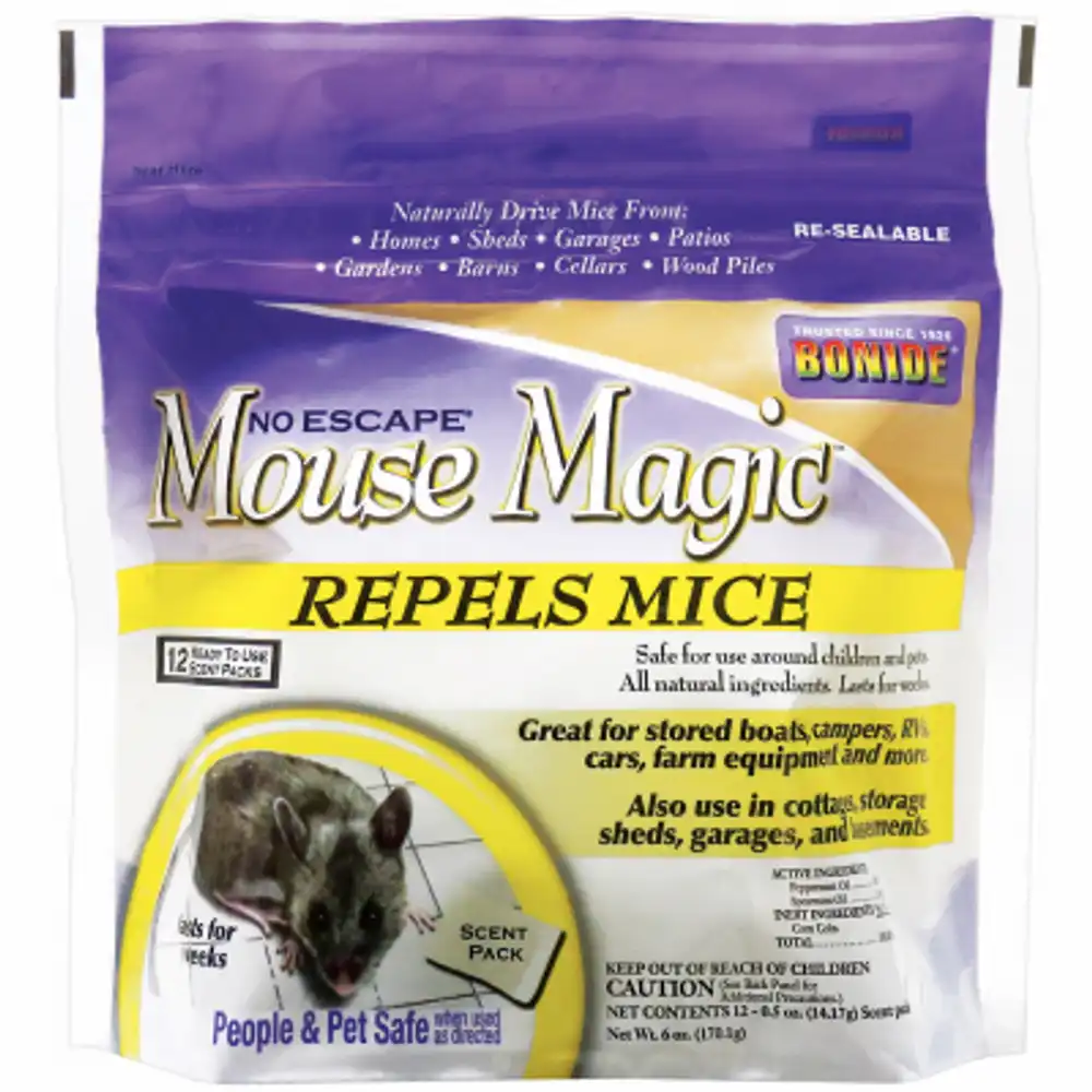 mouse magic mouse repellent scented packs, indoor/outdoor rodent control, people & pet safe, 12-ct. ready-to-use