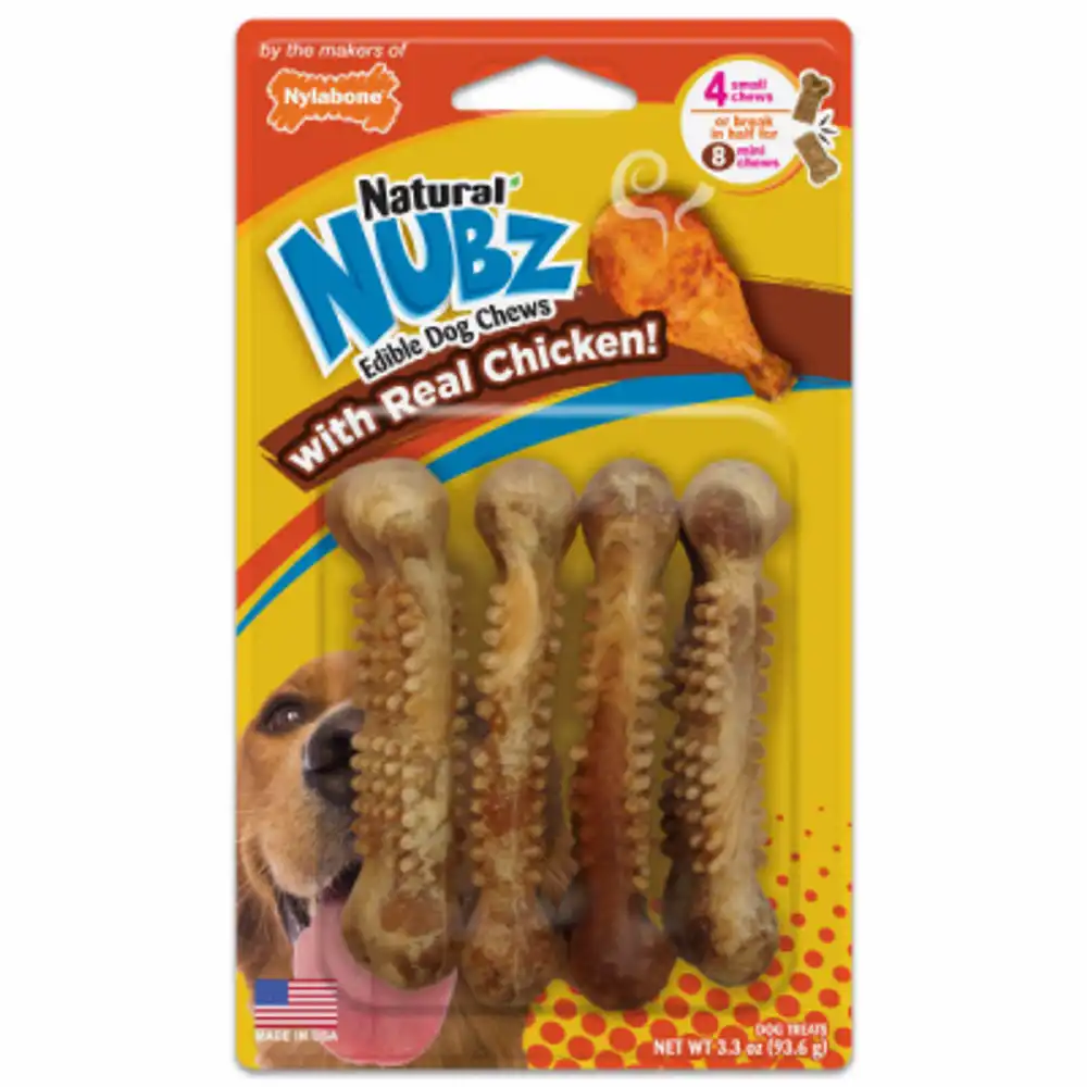 natural nubz long-lasting edible dog chew treats, chicken flavor, small up to 30 lbs., 4-ct.