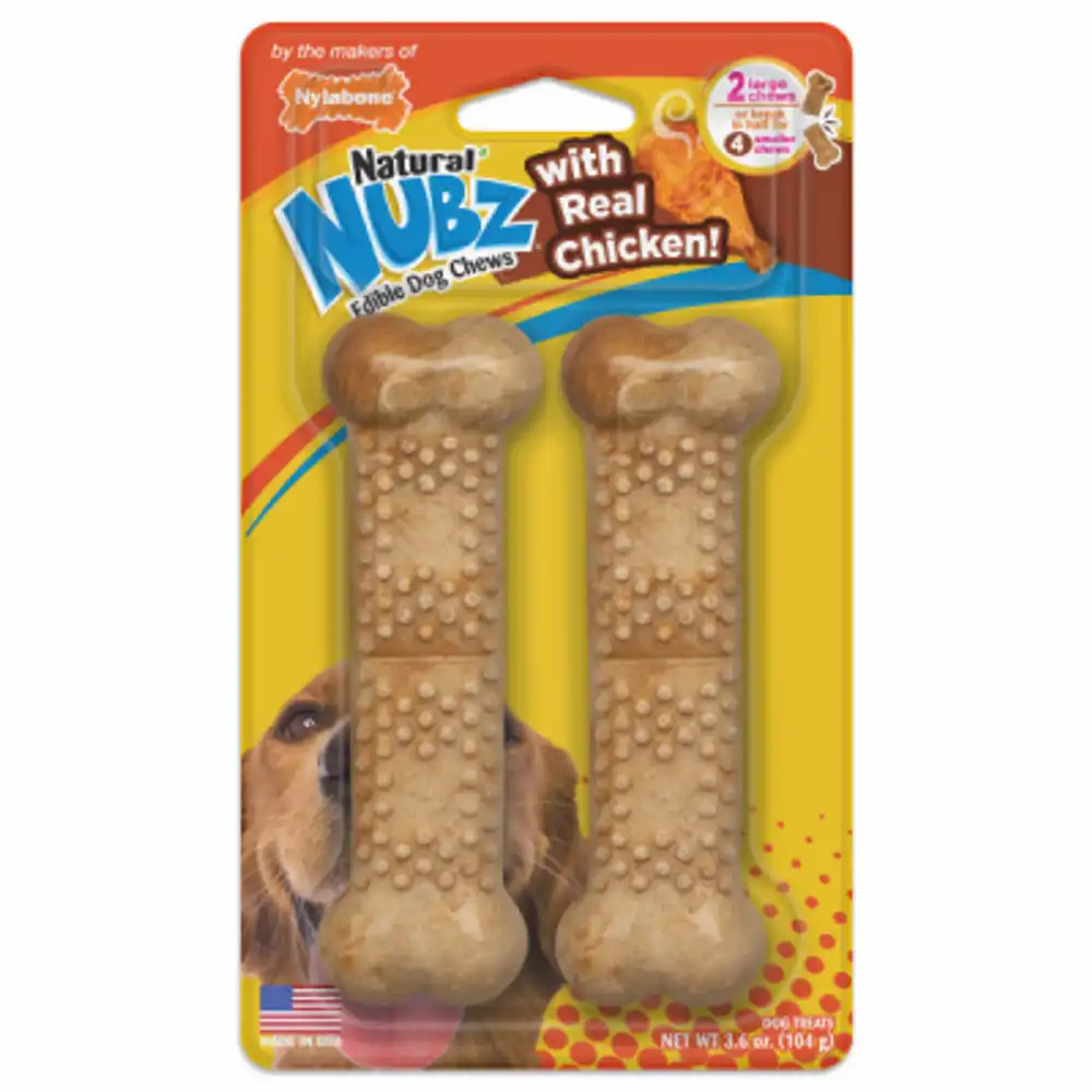 natural nubz long-lasting edible dog chew treats, chicken flavor, large 30+ lbs., 2-ct.