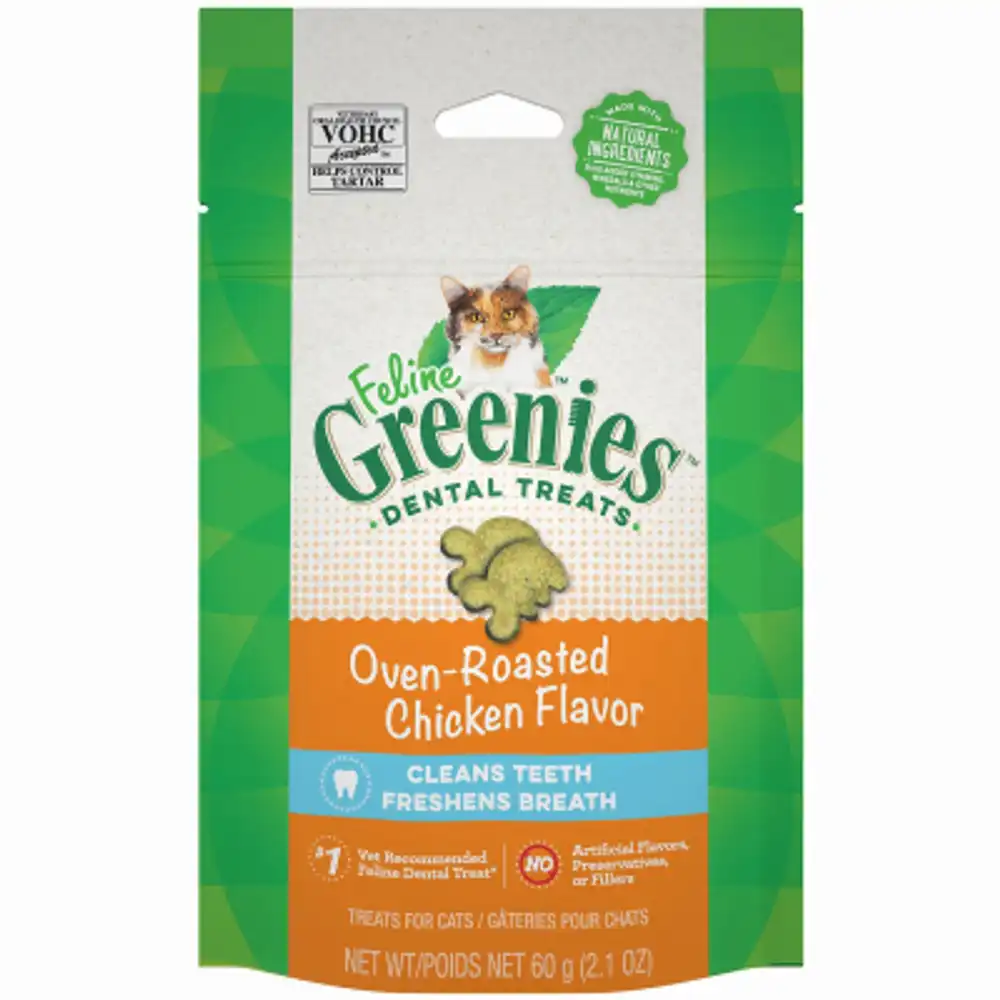 feline greenies, chicken, 2.1 oz.
