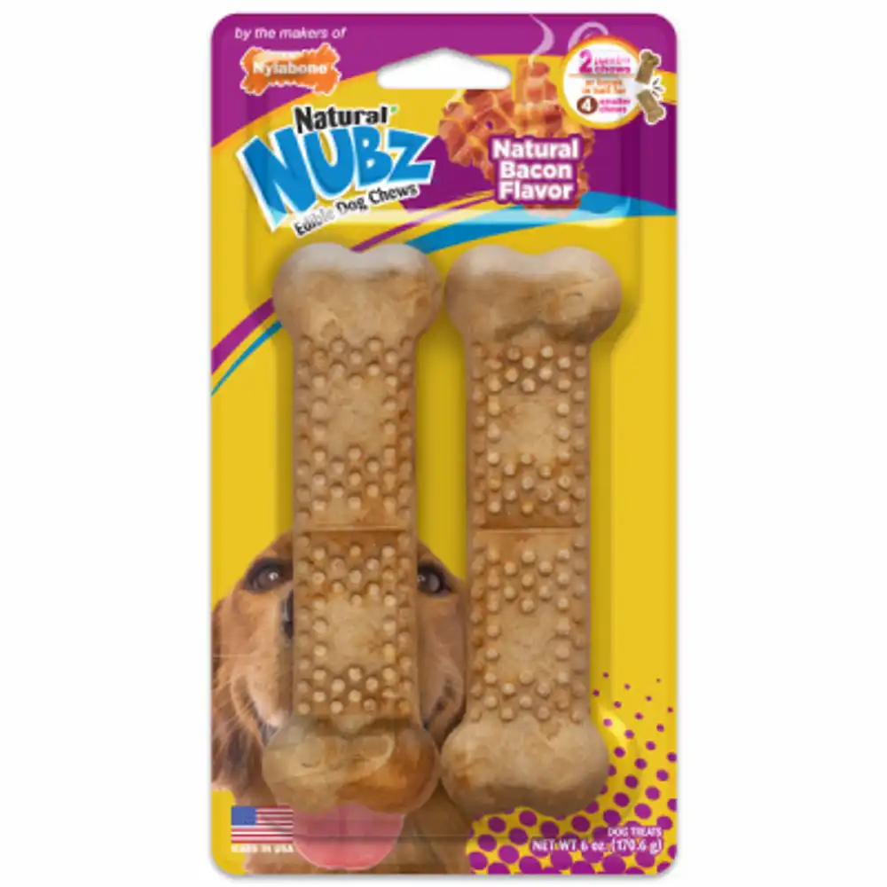 natural nubz long-lasting edible dog chew treats, bacon flavor, jumbo up to 50 lbs., 2-ct.