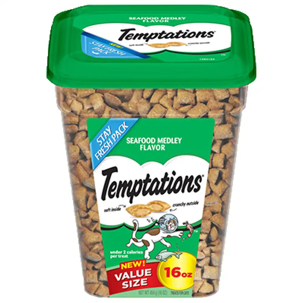 temptations cat treats, seafood medley, 16 oz.