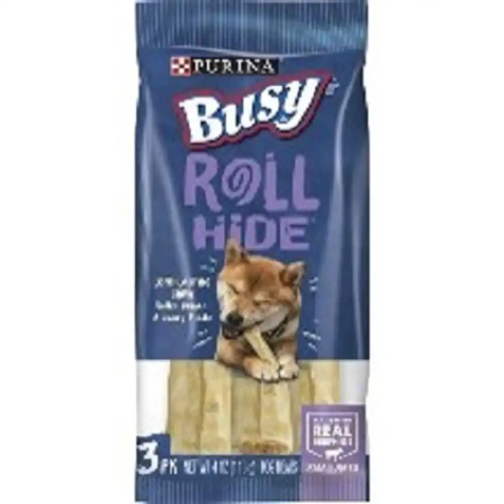 dog treats, busy beef rollhide, 4 oz.