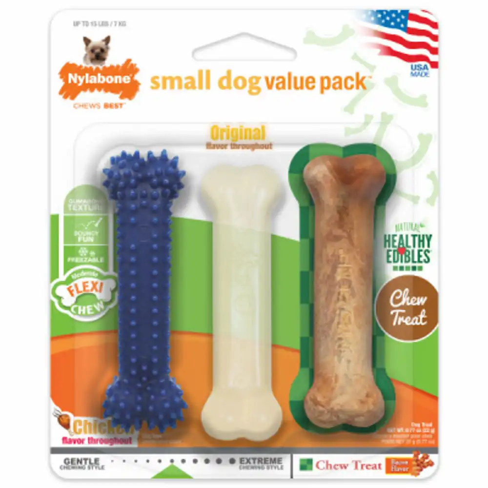 healthy edibles & flexi chews, x-small/petite dogs, variety 3-pk.