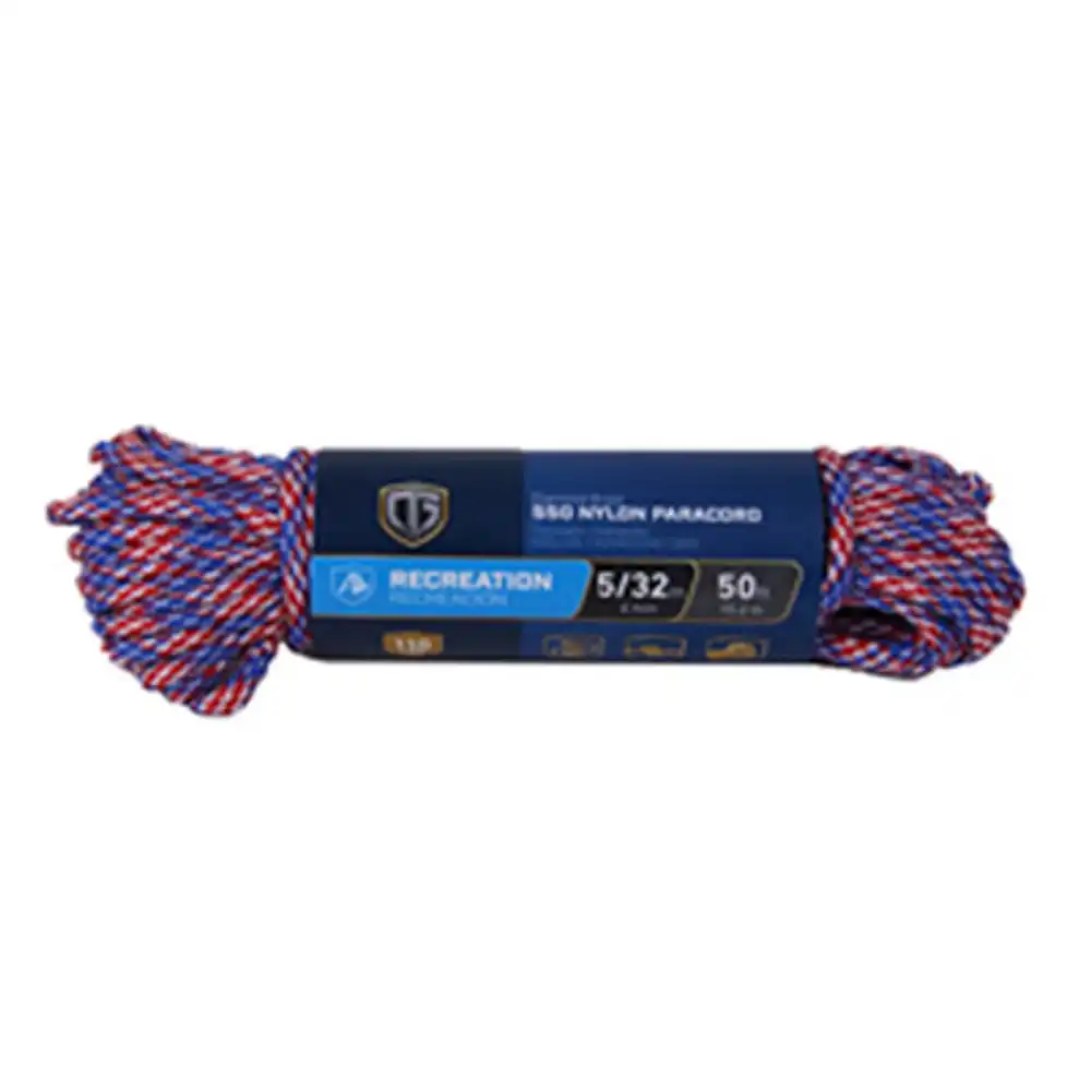 paracord 550 nylon rope, patriot, 5/32 in. x 50 ft.
