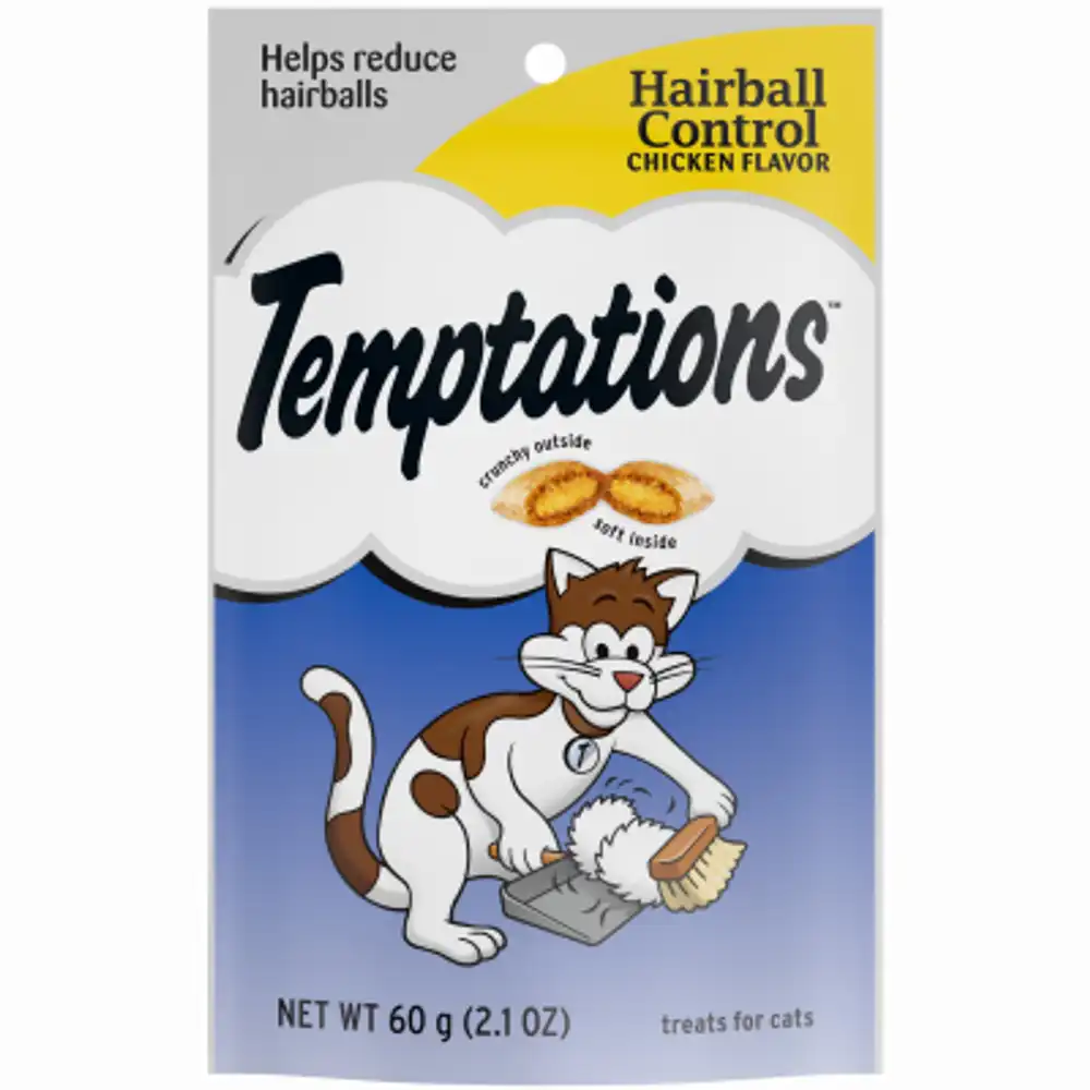 temptations cat treats, hairball control, 2.1 oz.