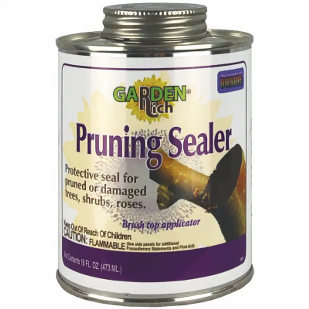 garden rich pruning sealer protects trees, shrubs, roses, 16 oz. ready-to-use with brush top applicator