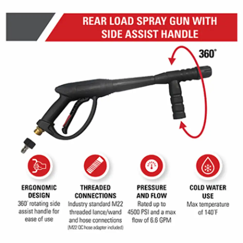 universal pressure washer spray gun with side assist handle