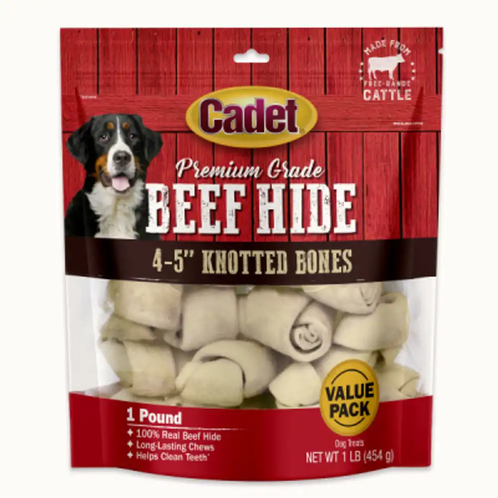 beef hide knotted dog bone chews, 4-5 in., 1- lb. value pack.