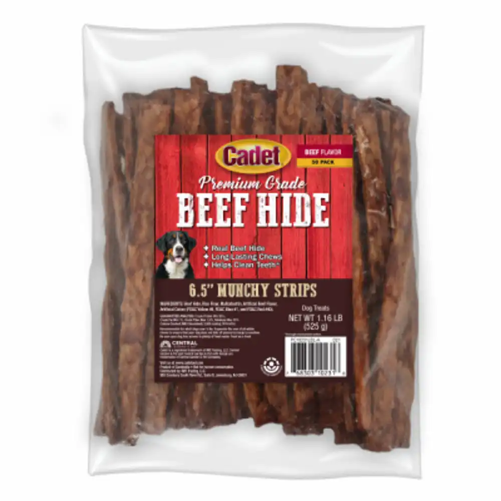 beef hide munchy strips dog treat, 6.5 in., 50-ct.
