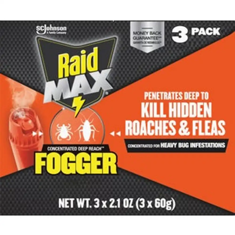 raid max concentrated deep reach 2.1 oz. indoor insect fogger (3-pack)