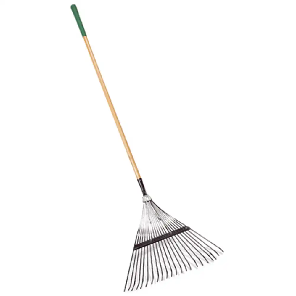 lawn & leaf rake, steel tines, wood handle, 22-in. head