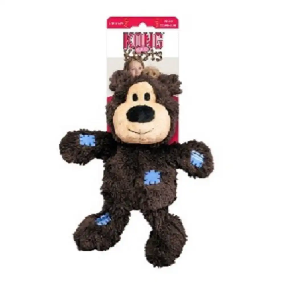 wild knot bear squeaky dog toy, knotted rope skeleton