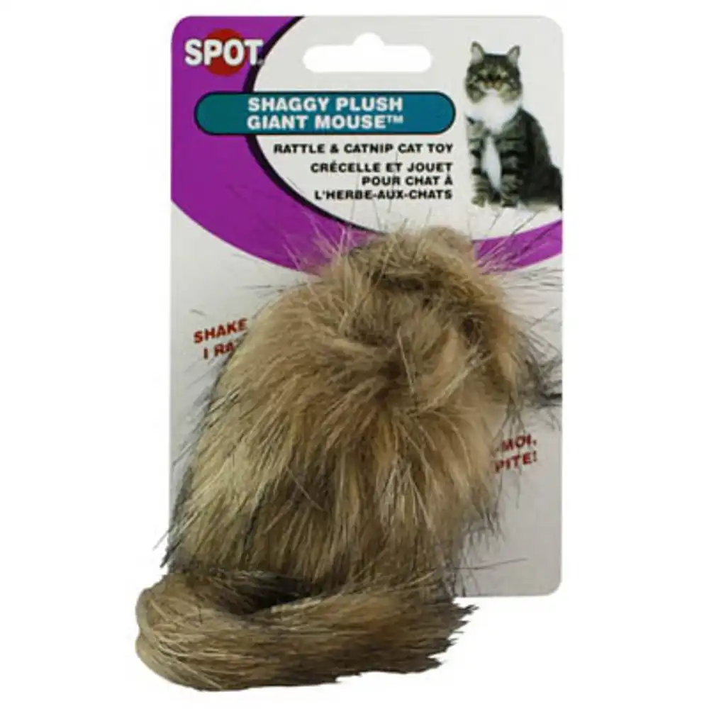 shaggy plush giant mouse cat toy with catnip