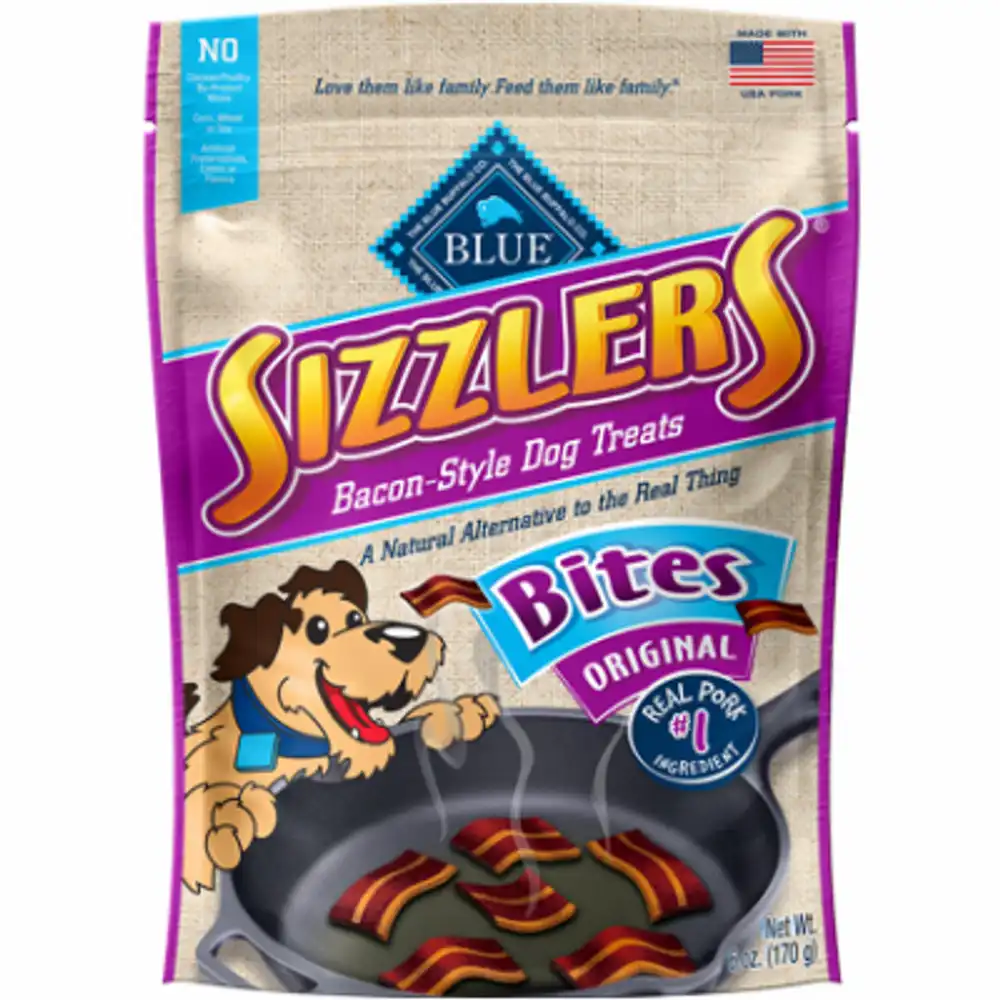 sizzlers dog treat, bacon, 6 oz.