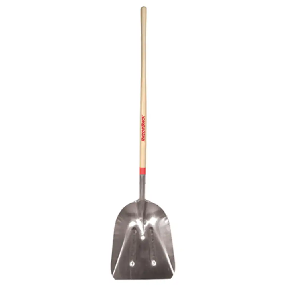 long-handle scoop, #10, aluminum with wood handle
