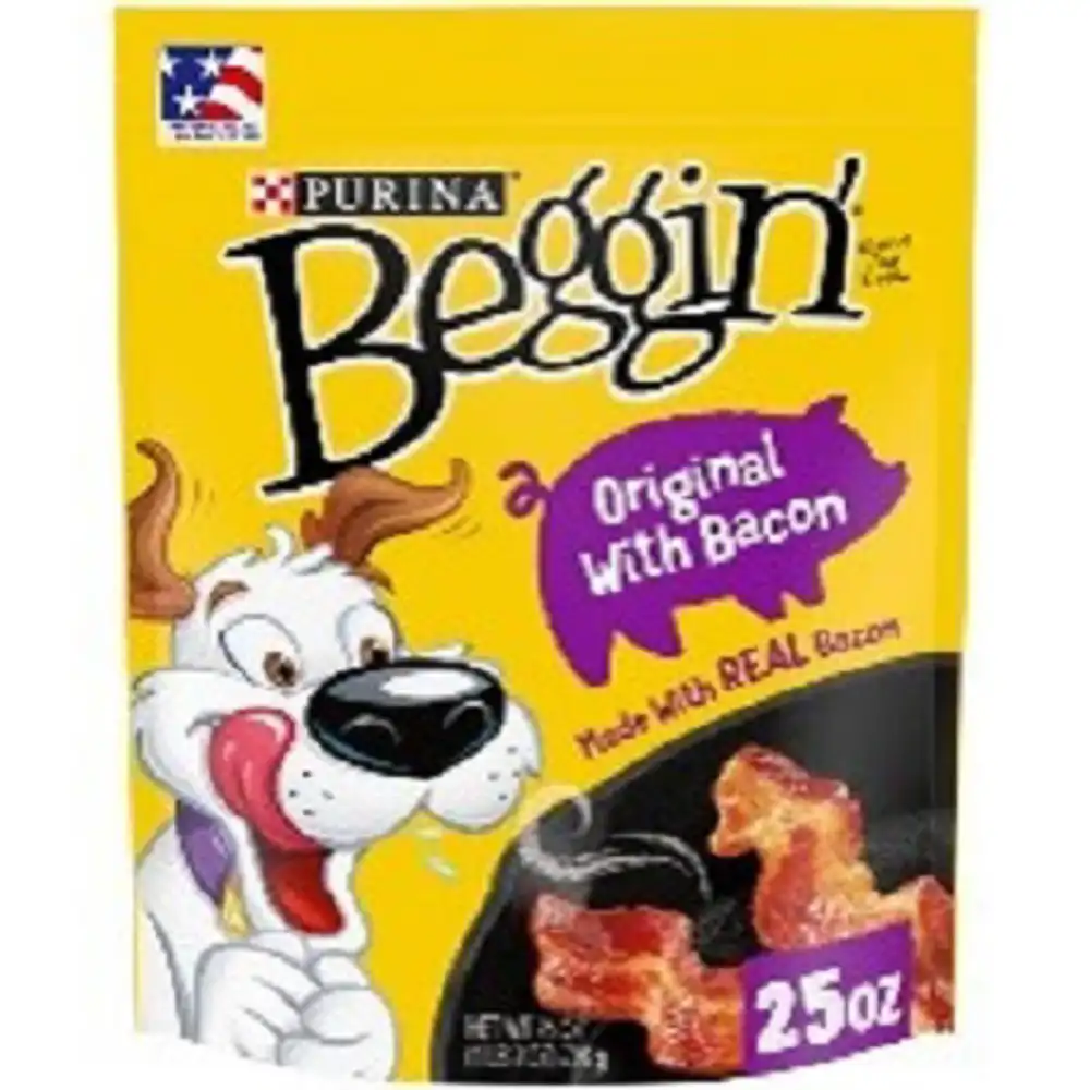 dog treats, bacon, 25 oz. pouch