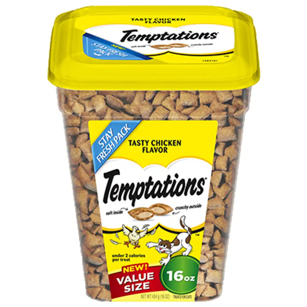 temptations cat treats, tasty chicken, 16 oz.