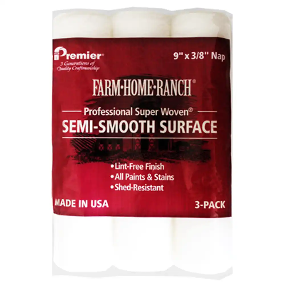 paint roller cover, for semi-smooth surface, 9 x 3/8-in., 3-pk.