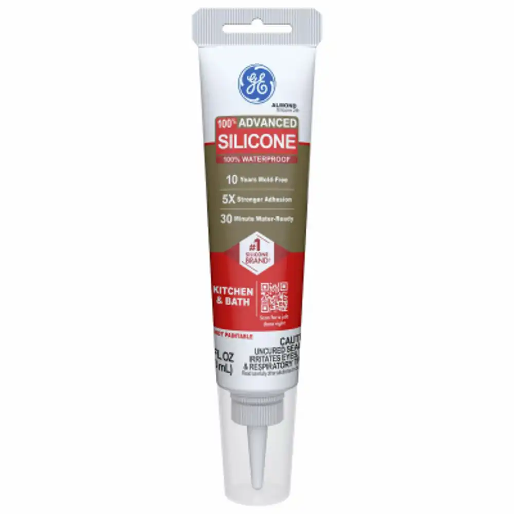 advanced silicone 2 kitchen & bath sealant, almond, 2.8-oz. squeeze tube
