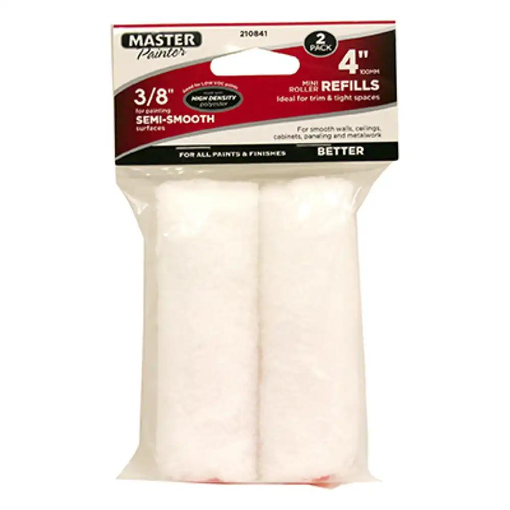 mini paint roller covers, white knit, 4 x 3/8 in. nap, 4 in., 2-pk.