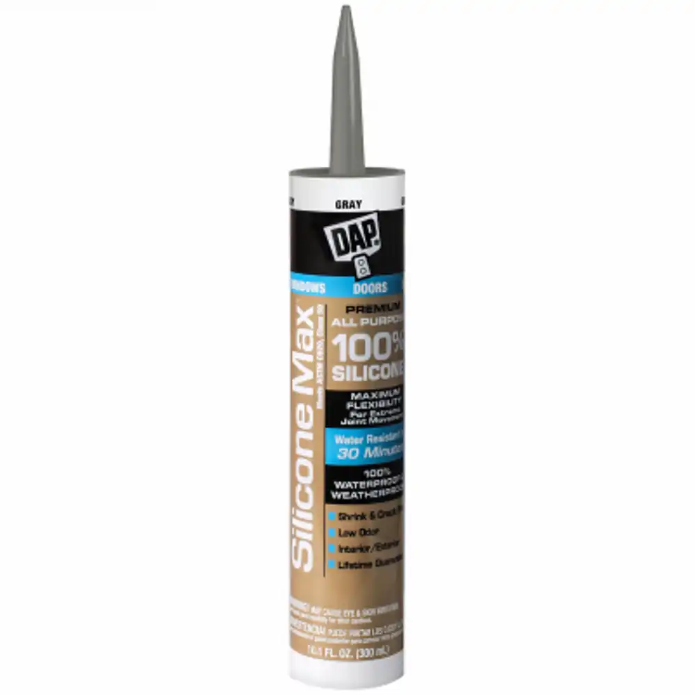 silicone max premium sealant, 100% silicone, gray, 10.1-oz.