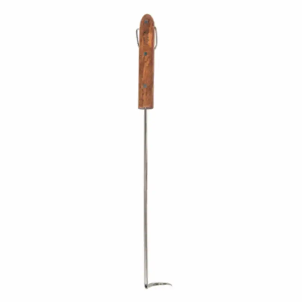 bbq pig tail tool, stainless steel & teak wood, 12 in.