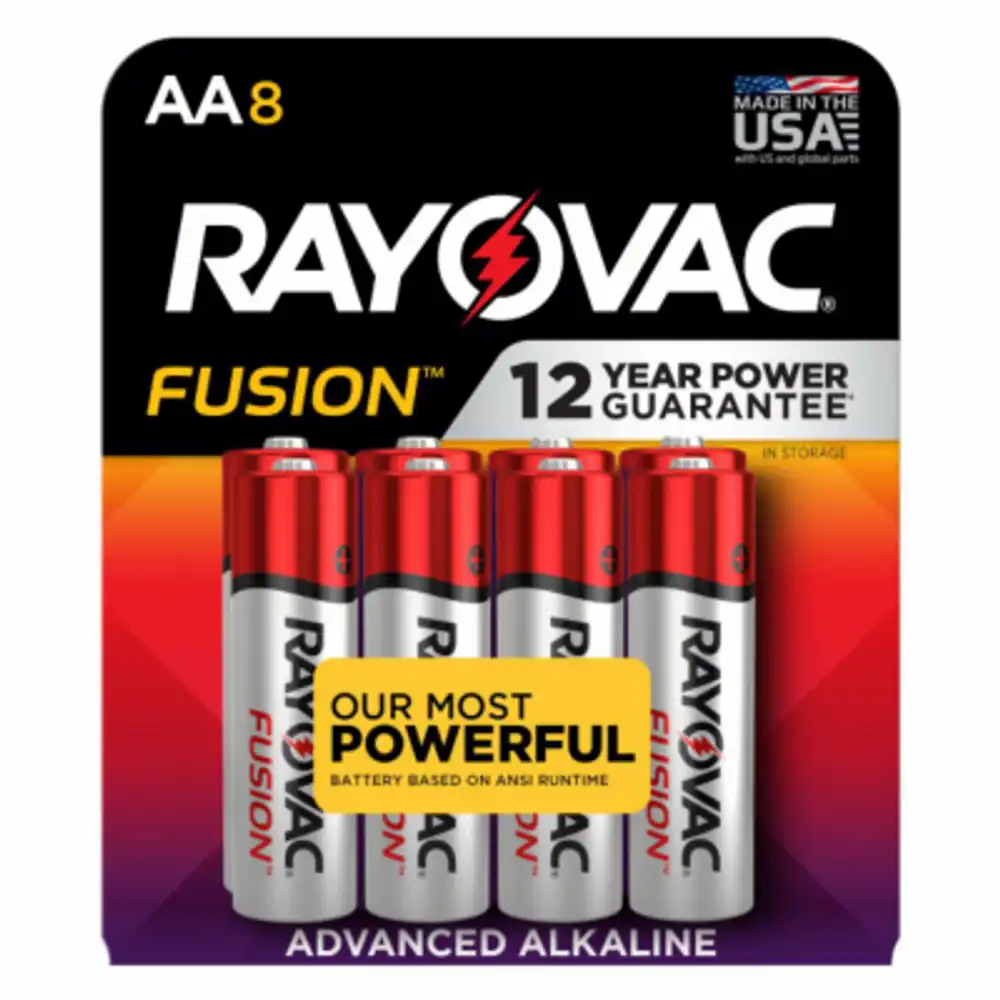fusion aa (double a) alkaline batteries, 8 pack