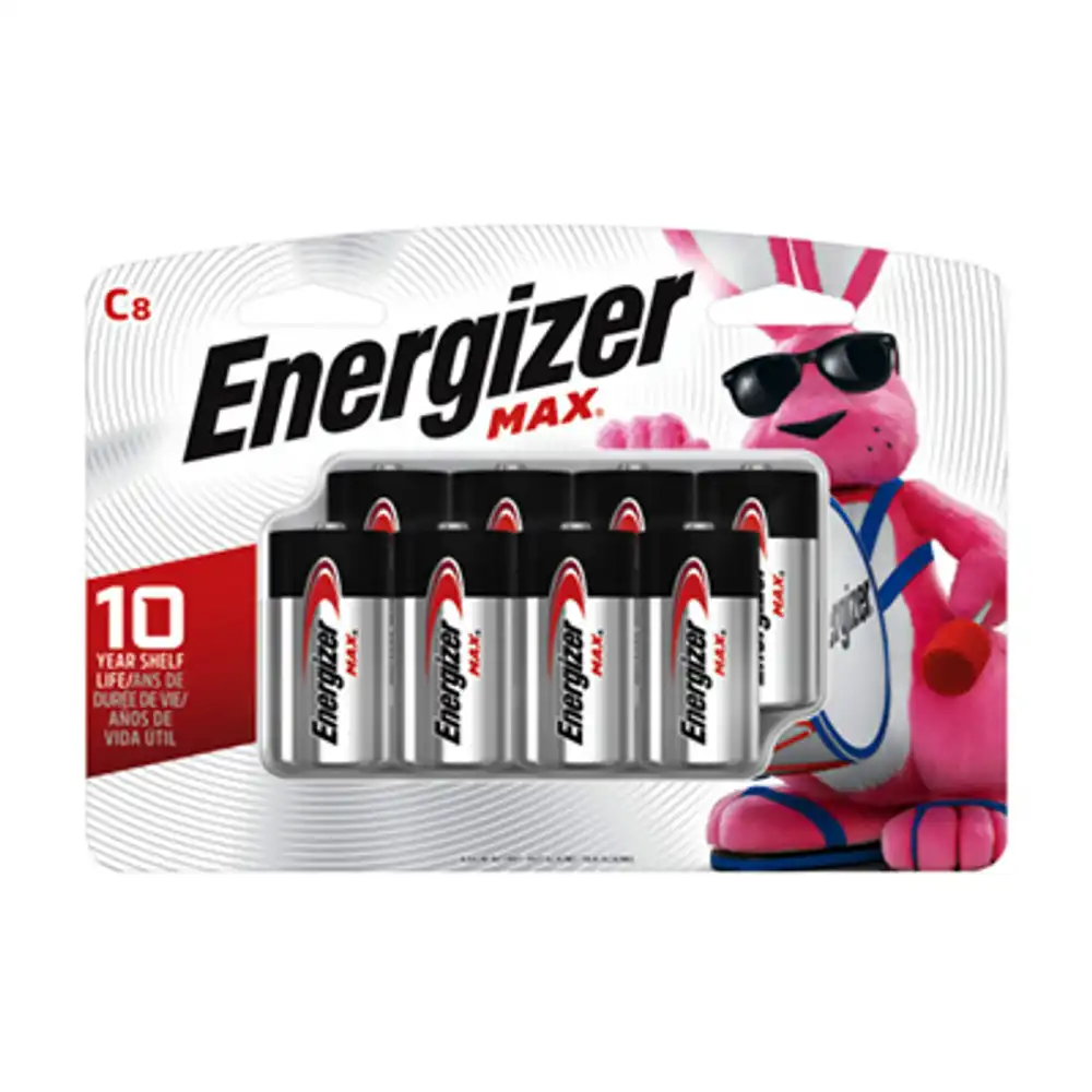 max c cell alkaline batteries, 8 pack